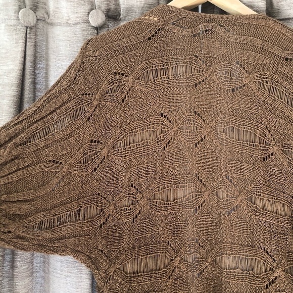 Fever Crochet Open Front Brown Cardigan - Picture 7 of 9
